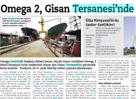Deniz Ticareti: Omega 2 will be built at Gisan Shipyard